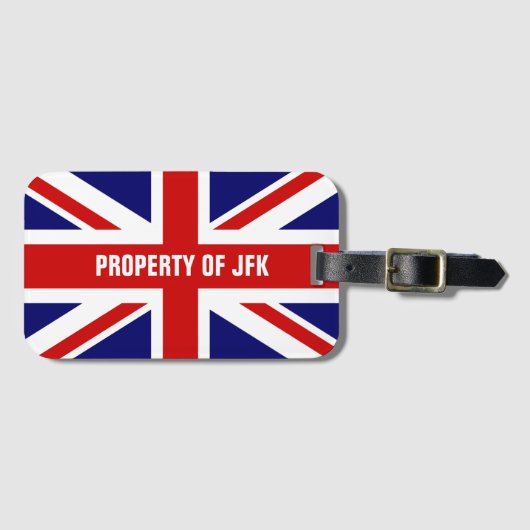 英国国旗の旗モノグラムのな旅行荷物のラベル ラゲッジタグ (正面横)