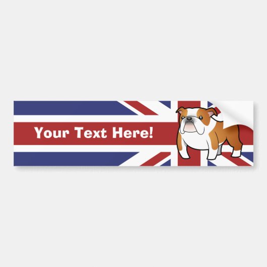英国国旗の漫画の英国のブルドッグ バンパーステッカー (正面)
