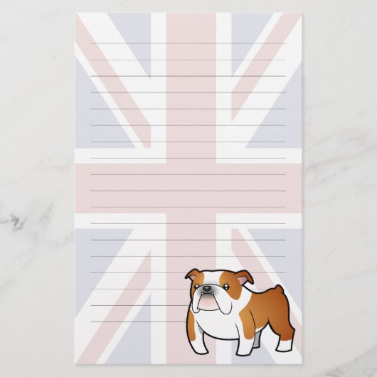 英国国旗の漫画の英国のブルドッグ 便箋 (正面)