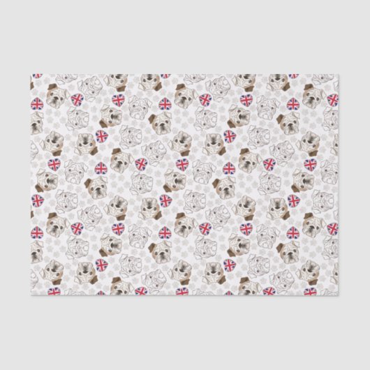 英国国旗の英国のブルドッグ及びティッシュペーパー 薄葉紙 (正面)