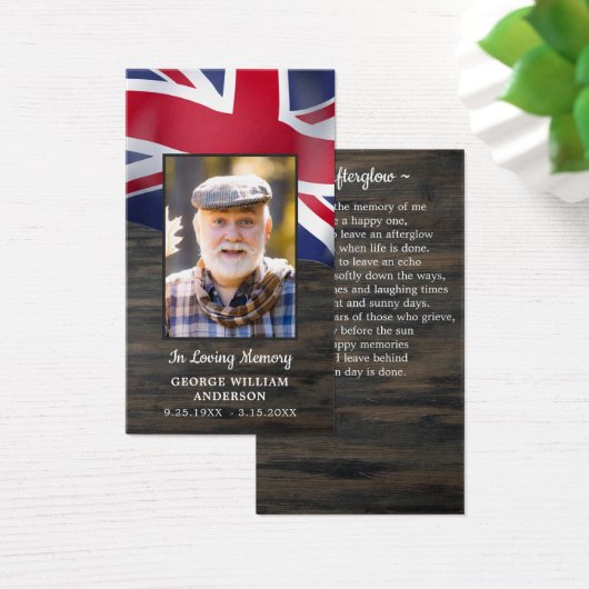 英国国旗の記念写真葬式祈りの言葉カード (デスク)