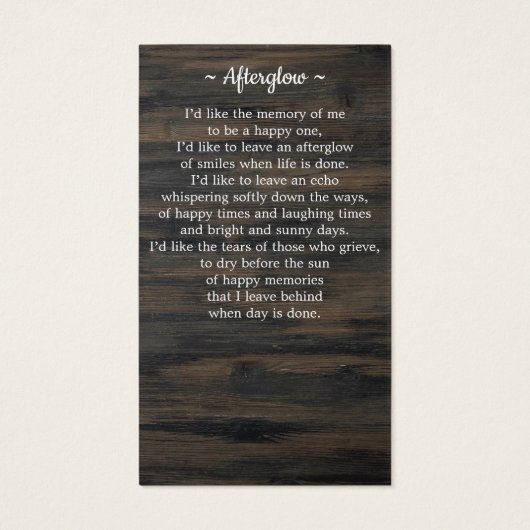 英国国旗の記念写真葬式祈りの言葉カード (裏面)