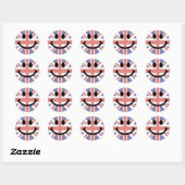 英国国旗の顔 ラウンドシール (シート)