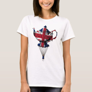 英国国旗の飛んでいるなティーポット Tシャツ