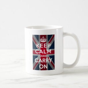 英国国旗のKeep Calm and Carry On コーヒーマグカップ