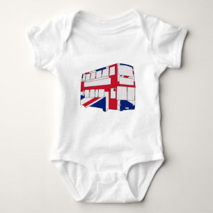 英国国旗のTシャツおよびギフトが付いているロンドンバス ベビーボディスーツ