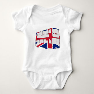 英国国旗のTシャツおよびギフトが付いているロンドンバス ベビーボディスーツ