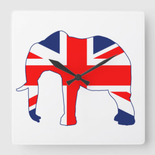 英国国旗イギリス象の時計 スクエア壁時計