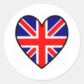 英国国旗ハートバレンタイン ラウンドシール (正面)