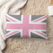 英国国旗ピンクの灰色のイギリス(イギリス)の旗 ランバークッション (ブランケット)