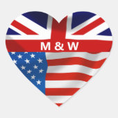 英国国旗モノグラムの ハートシール (正面)