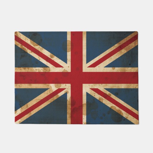 英国国旗汚されたグランジなイギリスの旗 ドアマット (正面)