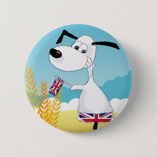 英国国旗犬 缶バッジ (正面)