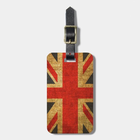 英国国旗素朴で旧式なパターン ラゲッジタグ (正面縦)