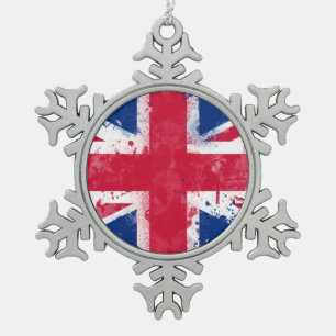 英国国旗統一されたまたはユニオンジャック スノーフレークピューターオーナメント
