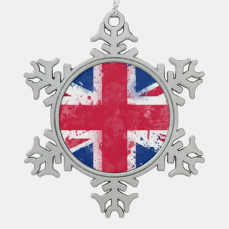 英国国旗統一されたまたはユニオンジャック スノーフレークピューターオーナメント