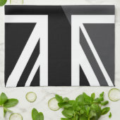 英国国旗黒いおよび灰色のイギリス(イギリス)の旗 キッチンタオル (折り畳み)