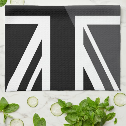 英国国旗黒いおよび灰色のイギリス(イギリス)の旗 キッチンタオル (折り畳み)