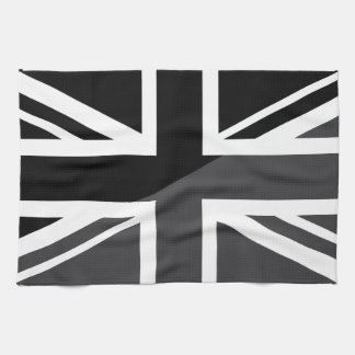 英国国旗黒いおよび灰色のイギリス(イギリス)の旗 キッチンタオル