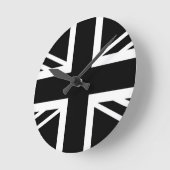 英国国旗黒く及び白くクラシックなイギリス(イギリス)の旗 ラウンド壁時計 (傾斜)
