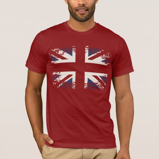 英国国旗(イギリスの旗)、グランジな様式 Tシャツ (正面)