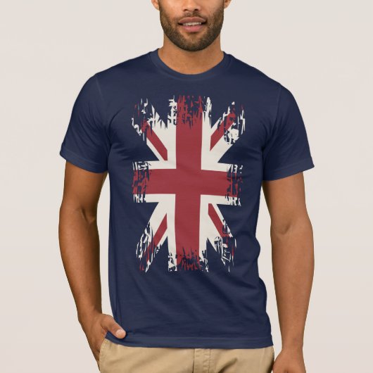 英国国旗(イギリスの旗)、グランジな様式 Tシャツ (正面)