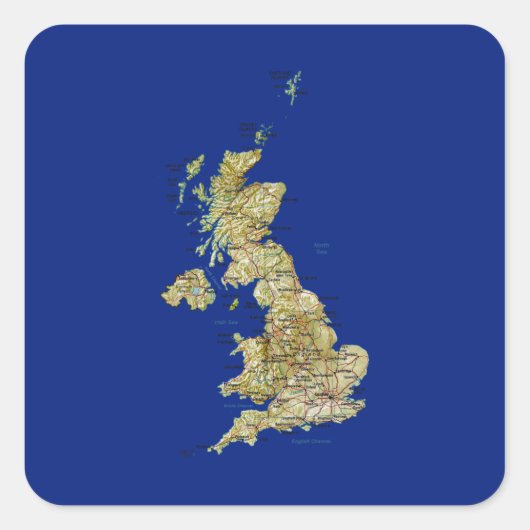 英国地図ステッカー スクエアシール (正面)