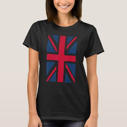 英国女性男性クール垂直イギリス連合ジャックFla Tシャツ (正面)