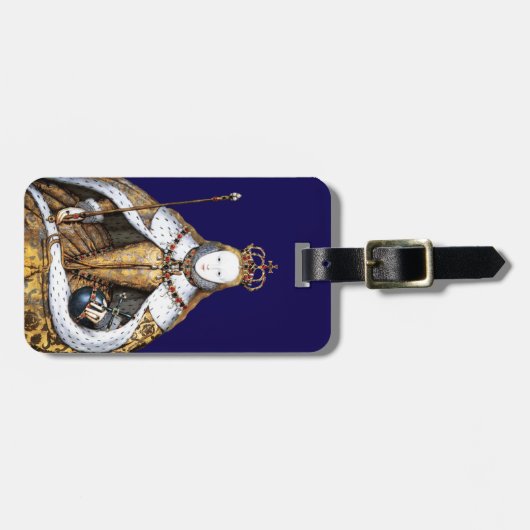 英国女王エリザベス戴冠式ブルー ラゲッジタグ (正面横)