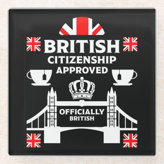 英国市民権ギフト ガラスコースター (正面)