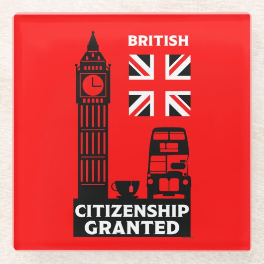 英国市民権ギフト ガラスコースター (正面)