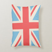 英国旗かジャックのデザインのクリーム、淡いブルー及び赤い アクセントクッション (正面(垂直))
