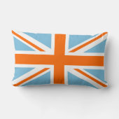 英国旗またはジャックのデザインのオレンジ白く及び青 ランバークッション (裏面)
