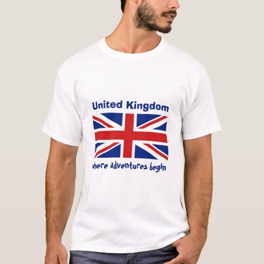 英国旗+地図+テキストTシャツ Tシャツ (正面)