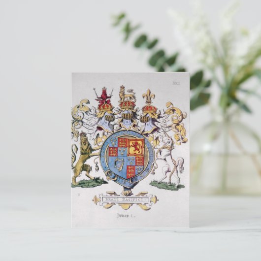 英国王ジェームズ1世の紋章 ポストカード (スタンド正面)