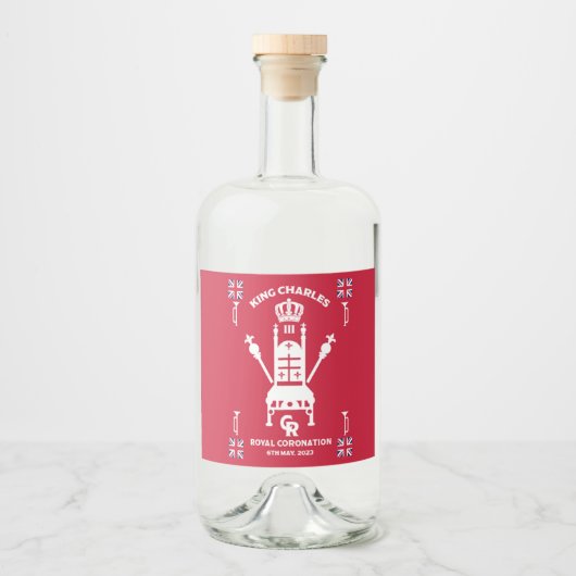 英国王室の戴冠王チャールズIII リキュールボトルラベル (正面)