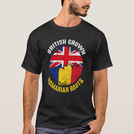 英国生まれのルーマニア人 ヴィンテージフラッグ メンズ Tシャツ (正面)