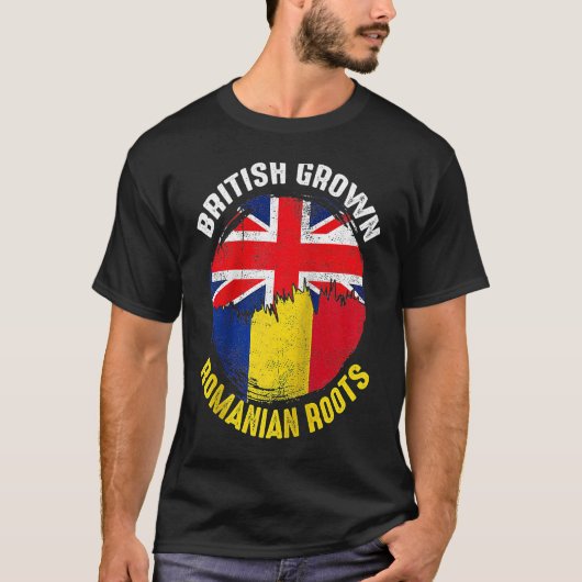 英国生まれルーマニアのルーツ ヴィンテージフラッグ メンズ Tシャツ (正面)