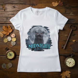 英国短毛猫 月に向かって吠える Tシャツ