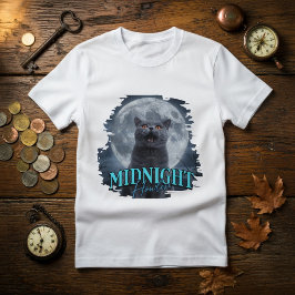英国短毛猫 月に向かって吠える Tシャツ