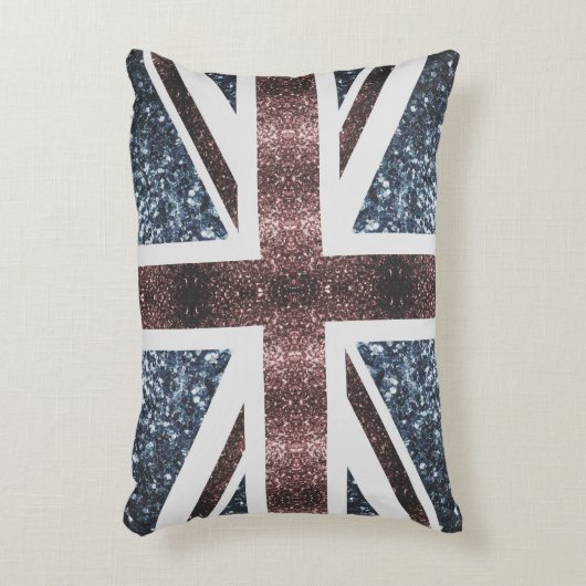 英国素朴国旗の赤い青い輝きのグリッター アクセントクッション (正面(垂直))