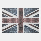 英国素朴国旗の赤い青い輝きのグリッター キッチンタオル (横)