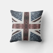 英国素朴国旗の赤い青い輝きのグリッター クッション (裏面)