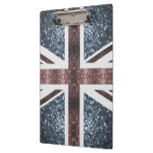 英国素朴国旗の赤い青い輝きのグリッター クリップボード (左)