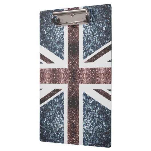 英国素朴国旗の赤い青い輝きのグリッター クリップボード (左)