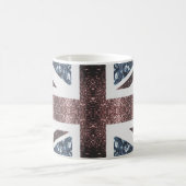 英国素朴国旗の赤い青い輝きのグリッター コーヒーマグカップ (中央)