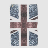 英国素朴国旗の赤い青い輝きのグリッター ゴルフタオル (正面)