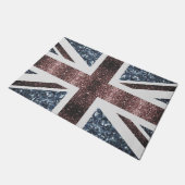 英国素朴国旗の赤い青い輝きのグリッター ドアマット (アングル)