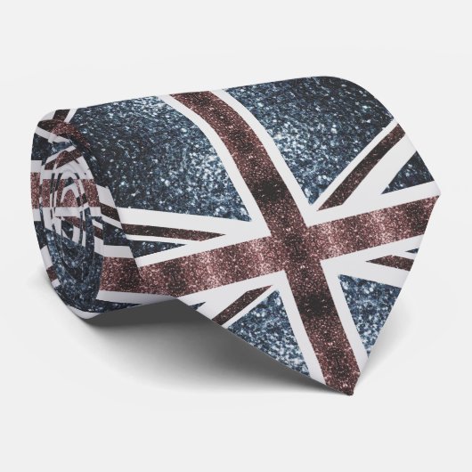 英国素朴国旗の赤い青い輝きのグリッター ネクタイ (ロール)