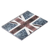 英国素朴国旗の赤い青い輝きのグリッター ノートブック (左側)
